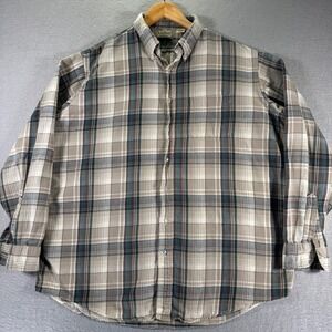 L.L. Bean Mens Tall XL Plaid Flannel Button Down Shirt Long Sleeve C897‎ USA